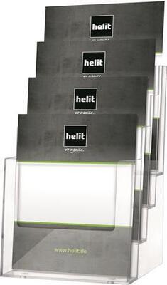 Držák na katalogy, transparentní, stolní, A5, 4 oddíly, HELIT H2352202 - 3