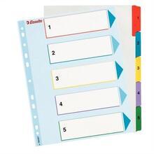 Zesílené rejstříky "Standard", popisovatelná titulní str., mix barev, karton, A4 Maxi, 1-5, E