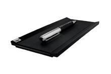 Stojánek na pero "Cintano", černá, imitace kůže, 200x11x100 mm, SIGEL
