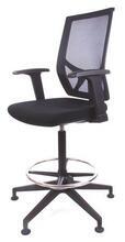 Pracovní židle "Sky", s držákem na nohy, s kluzáky, černé čalounění, síťové opěradlo, MAYAH CM1105BA