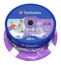 DVD+R DL, 8,5GB, 8x, Printable, no-ID, Verbatim, Double Layer, 25-cake