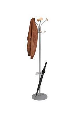 Stojanový věšák, kovová tyč, dřevěné koncovky, ALBA, "Stily", šedý - 3