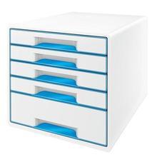 Zásuvkový box "Wow Cube", bílá/modrá, 5 zásuvek, LEITZ