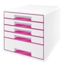 Zásuvkový box "Wow Cube", bílá/růžová, 5 zásuvek, LEITZ
