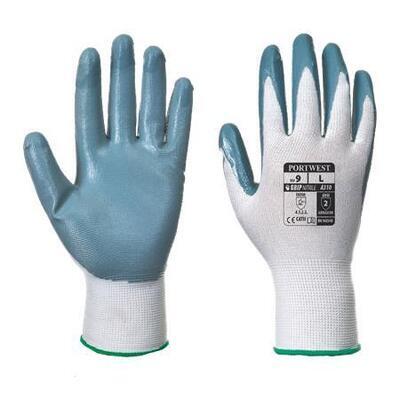 Ochranné rukavice, "Flexo Grip", šedo-bílá, nitril, velikost L - 3