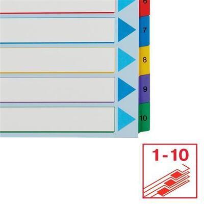 Zesílené rejstříky "Standard", popisovatelná titulní str., mix barev, karton, A4 Maxi, 1-10,  - 4