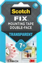 Samolepicí páska "Transparent", průhledná, oboustranná, 19 mm x 1,5 m, 3M SCOTCH 7100261816