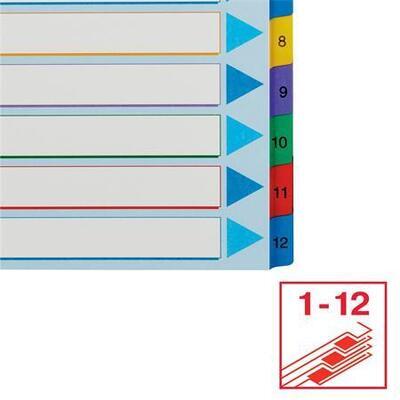 Zesílené rejstříky "Standard", popisovatelná titulní str., mix barev, karton, A4 Maxi, 1-12,  - 4