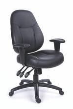 Kancelářská židle "Champion Plus", s nastavitelnými područkami, černá bonded kůže, černý podstavec, 