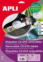Etikety na CD/DVD, matné, A4, snímatelné, APLI - 4/4