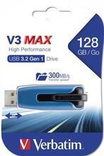 USB flash disk "V3 MAX", černá-modrá, 128GB, USB 3.0, 175/80 MB/sec, VERBATIM