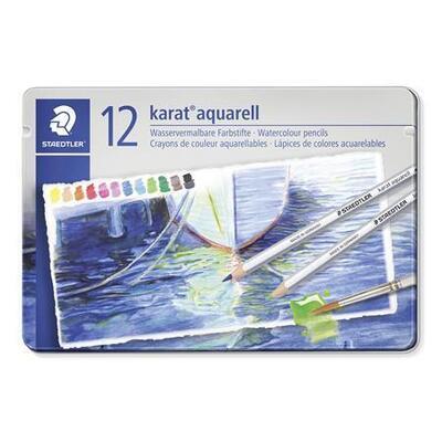 Akvarelové pastelky "Karat", sada, kovová krabička, 12 barev, STAEDTLER - 4