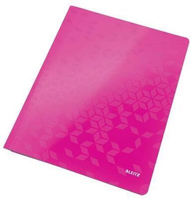 Desky s rychlovazačem "WOW", růžová, lesklé, polaminovaný karton, A4, LEITZ - 5