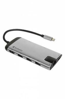 USB-HUB a ethernetový síťový adaptér, microSD, 4 porty, USB 3.0, USB-C, HDMI, VERBATIM - 5