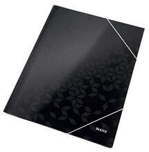 Desky s gumičkou "Wow", černá, lesklé, 15 mm, karton, A4, LEITZ