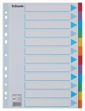Rejstříky "Standard", popisovatelná titulní str., mix barev, karton, A4, 12 dílů, ESSELTE