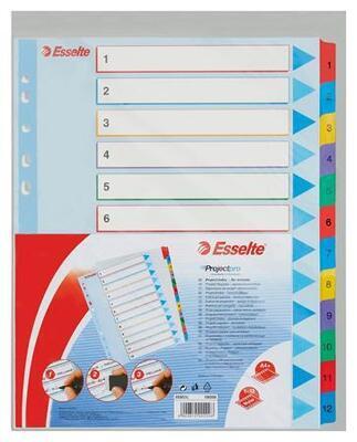 Zesílené rejstříky "Standard", popisovatelná titulní str., mix barev, karton, A4 Maxi, 1-12,  - 6