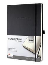Záznamní kniha "Conceptum", černá, tvrdé desky, A4, linkovaná, 194 listů, SIGEL