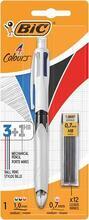 Kuličkové pero a mechanická tužka 2v1 + grafitová tuha "4 Colours", blistr, BIC 942103