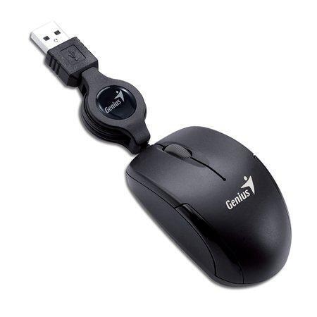 Myš, drátová, optická, malá velikost, USB, GENIUS "Micro Traveler", černá