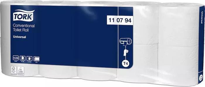 Toaletní papír "Universal", bílý, systém T4, 2 vrstvy, průměr 12,5 cm, TORK 110794