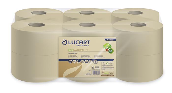 Toaletní papír "EcoNatural 19 J", havanna hnědá, 2-vrstvý, velký kotouč, 160 m, průměr 19 cm, LUCART