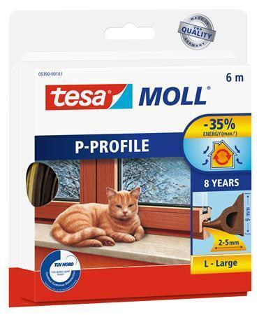 Gumové těsnění "tesamoll® P profil 5390", hnědá, 9 mm x 6 m, TESA