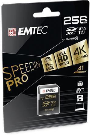 Paměťová karta "SpeedIN", SDXC, 256GB, UHS-I/U3/V30, 95/85 MB/s, EMTEC ECMSD256GXC10SP