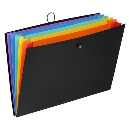 Harmonikové desky "Rainbow Class", černá, PP, A3, 6 přihrádek, VIQUEL