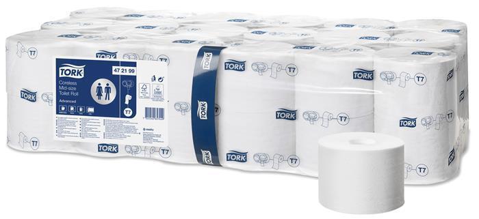 Toaletní papír "Advanced", dvouvrstvý, bez středové role, střední velikost, TORK