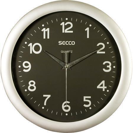 Nástěnné hodiny "Sweep Second", stříbrná/černá, 28,5 cm, SECCO