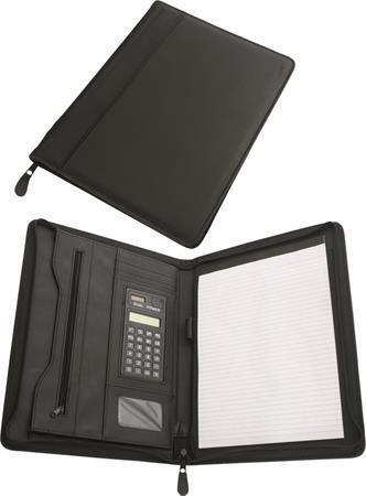 Konferenční desky, A4, koženka, kalkulačka, černé