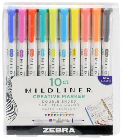 Sada zvýrazňovačů "Mildliner Highlighter", 10 barev, 1,4 - 4 mm, oboustranný, ZEBRA 8501