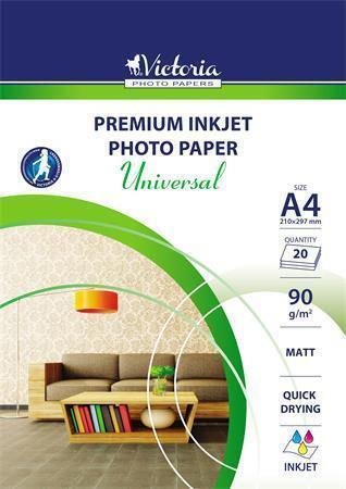 Fotografický papír "Universal", do inkoustové tiskárny, matný, A4, 90g, VICTORIA