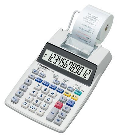 Kalkulačka s tiskem "EL-1750V", 12 místný displej, 2-barevný tisk, SHARP