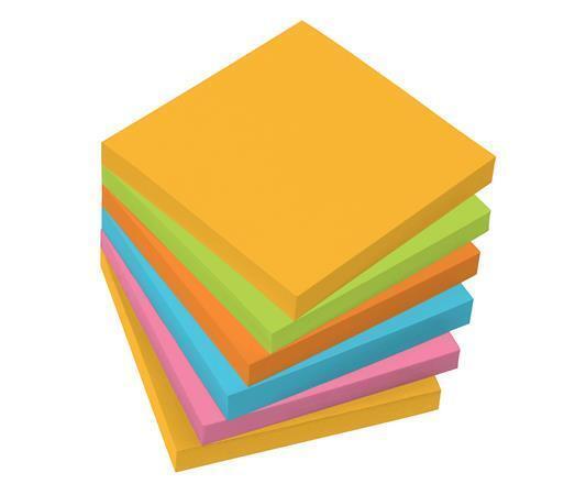 Samolepicí bloček, 6 barev, 75x75 mm, 6x100 listů, SIGEL