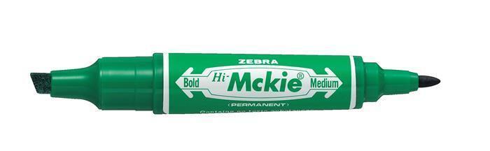 50254 Permanentní popisovač "Hi-Mckie", zelená, 2,0 / 4,0 mm, oboustranný, ZEBRA