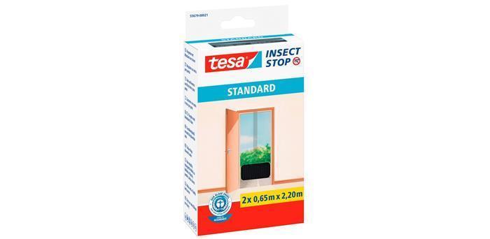 Síť proti hmyzu "55679", do dveří, antracitová, 0,65 x 2,2 m, 2ks, na suchý zip, TESA