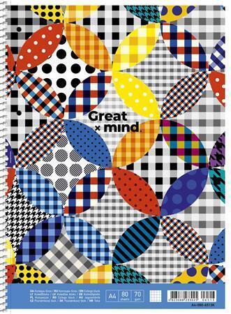 Spirálový sešit "Great Mind", mix motivů, čtverečkovaný, A4+, 80 listů, SHKOLYARYK A4-080-6513K