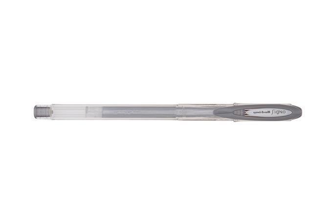 Gelové pero "UM-120", metalická stříbrná, 0,5mm, s uzávěrem, UNI