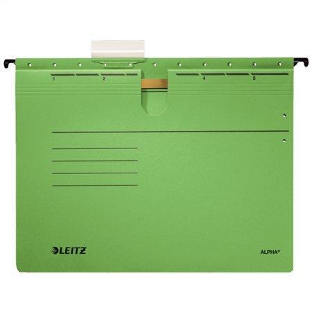 Závěsné desky "ALPHA®" s rychlovazačem, zelená, A4, karton, LEITZ