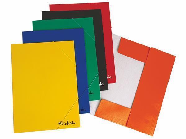 Desky s gumičkou, oranžové, karton, A4, VICTORIA