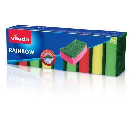 Čistící houba, 9 ks, VILEDA "Rainbow"