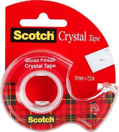 Lepicí páska s odvíječem, 19mm x 7,5m, 3M/SCOTCH "Crystal"
