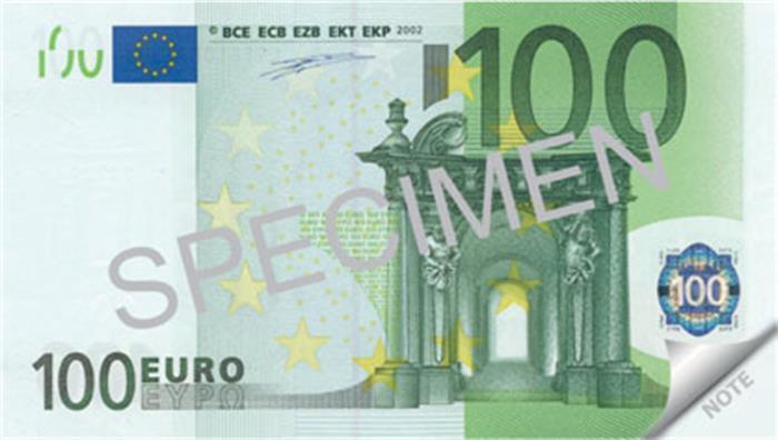 Poznámkový blok "100 Euro", 70 listů, 110x61,5 mm, PANTA PLAST 0423-0055-99
