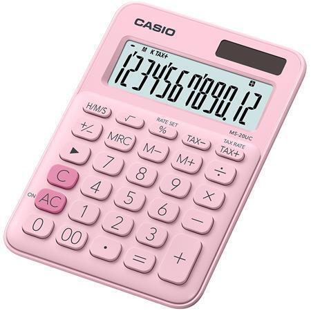Kalkulačka "MS 20 UC", růžová, stolní, 12 místný displej, CASIO