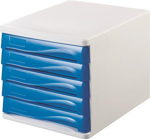 Zásuvkový box, 5x zásuvka, bílá/modrá, plastový, HELIT