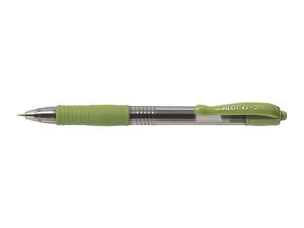 Gelové pero "G-2", světle zelená, 0,32 mm, stiskací mechanismus, PILOT