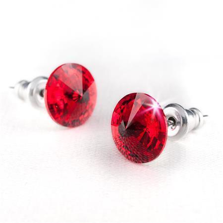 Náušnice "MADE WITH SWAROVSKI ELEMENTS", siamově červené krystaly, 8mm, ART CRYSTELLA®