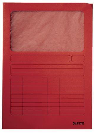 Desky s okénkem, červené, karton, A4, LEITZ